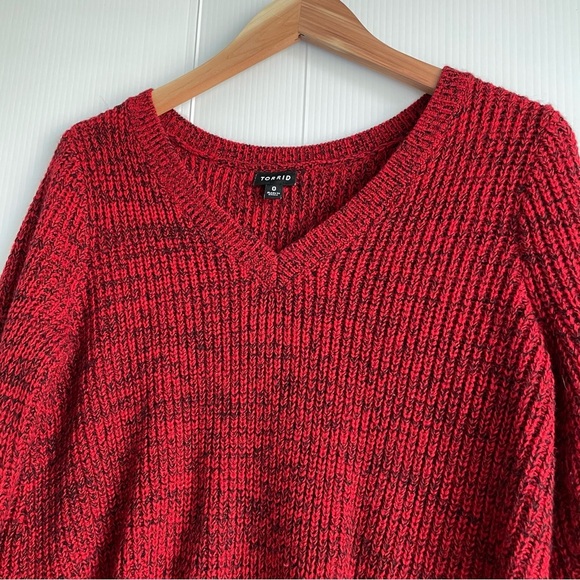 Torrid Deep Red V-Neck Sweater - Picture 5 of 9